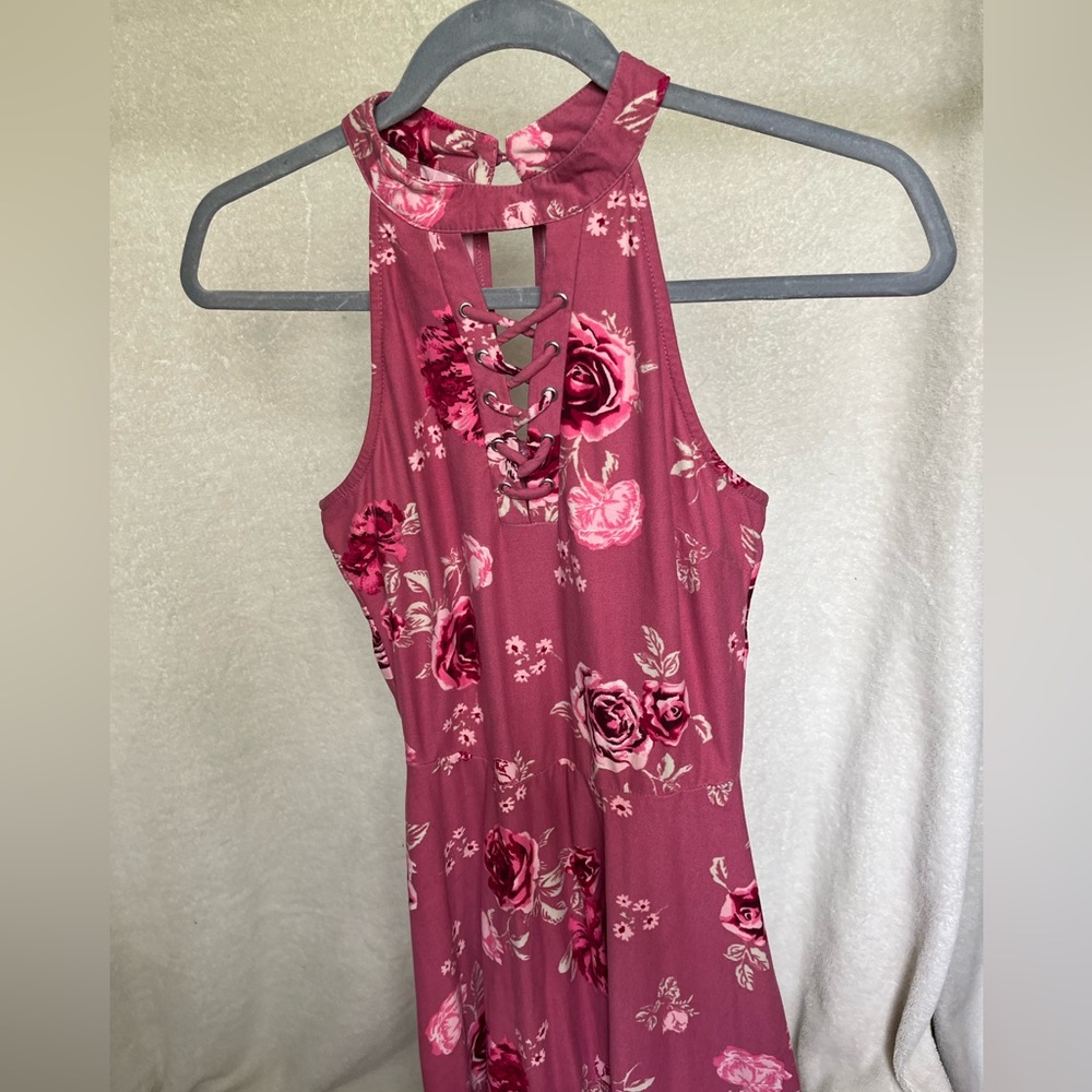 Pink Flower Print Medium Dress